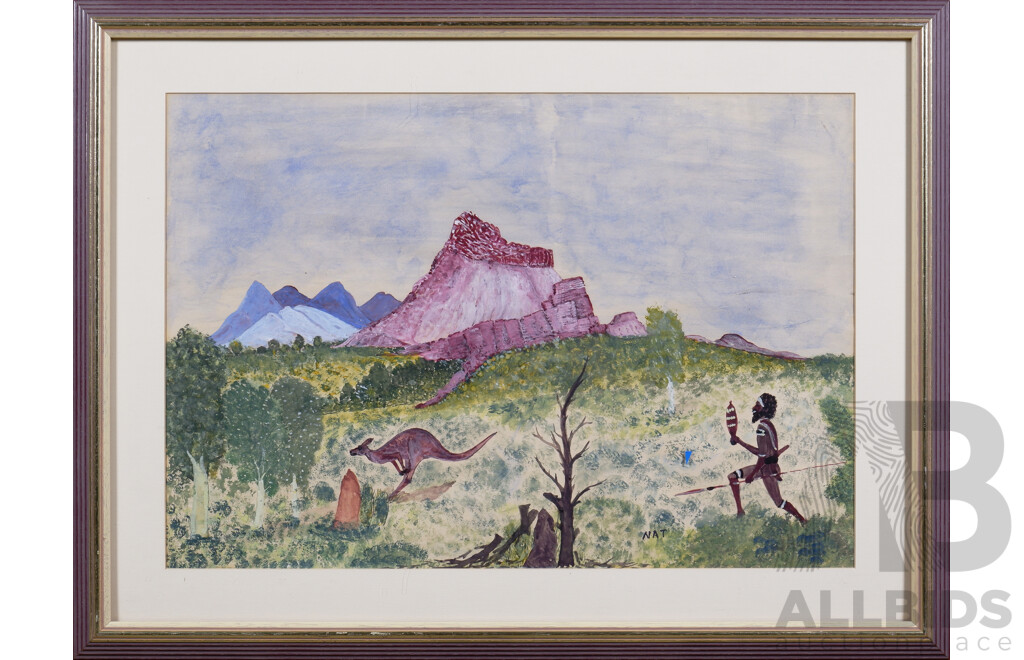 Central Australian School (20th Century), Untitled (Central Australian Landscape), Watercolour and Gouache, 29 x 56 cm