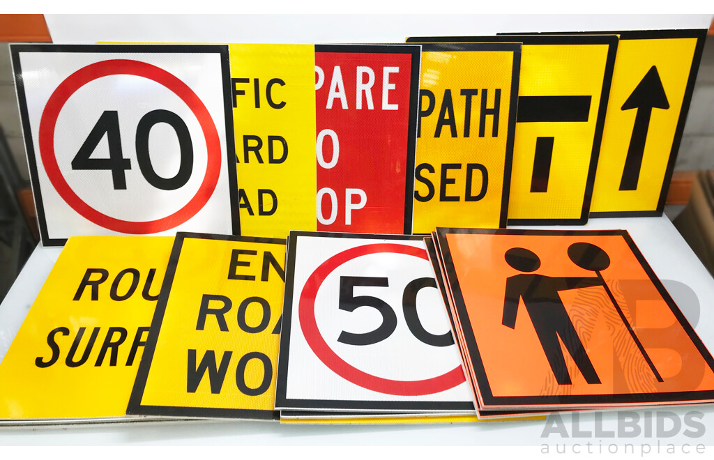 Corflute Roadwork Signs - Lot of 23