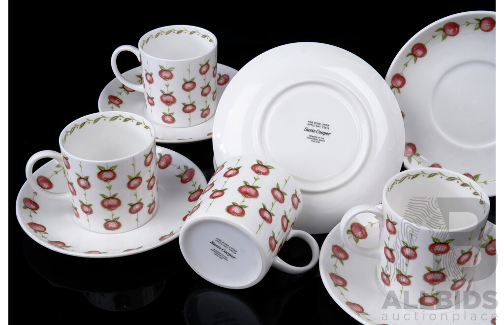 Vintage Suzie Cooper Eleven Piece Coffee Set in Apple Gay Pattern by the Wedgwood Group
