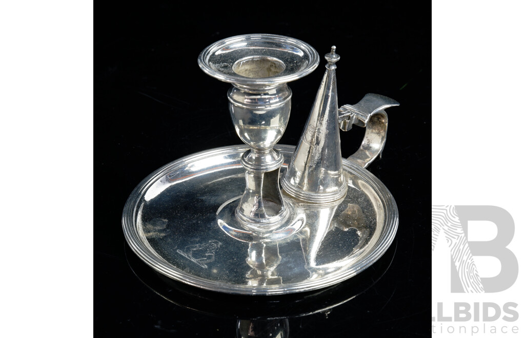 Antique Sterling Silver Candle Holder with Conical Snuffer, London 1811
