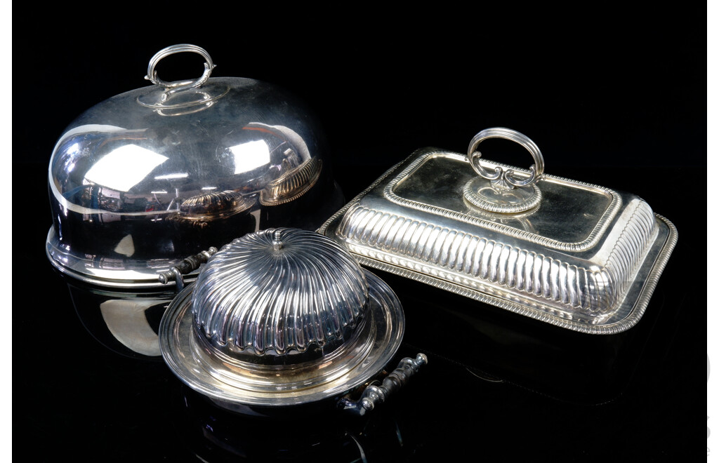 Two Antique Silver Plate Mapin Brothers Queens Plate Pieces Along with Silver Plate Meat Cloche
