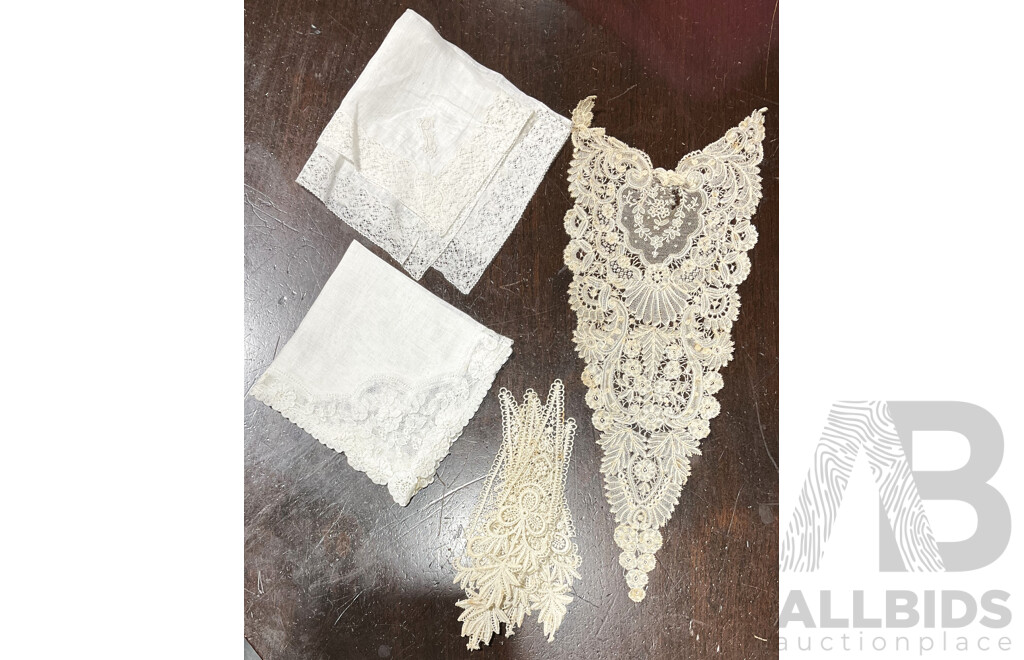 Collection of Antique Lace Motifs and Lace Handkerchiefs