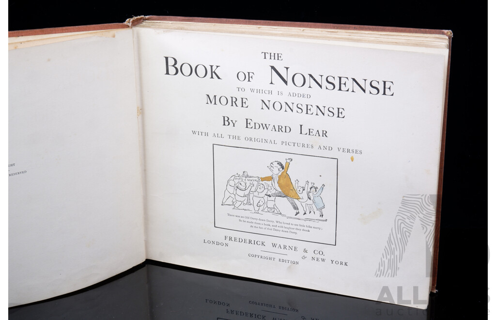 The Book of Nonsense and More Nonsense, Edward Lear, Frederick Warne & Co, London, Cloth Bound Hardcover