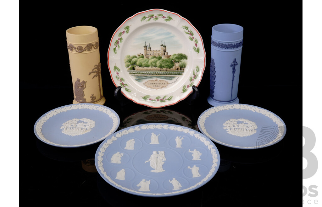 Collection SIx Wedgwood Items Including Five Pieces Jasperware