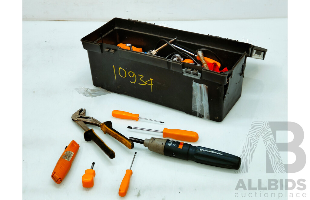 Black Tool Box with Assorted Tools