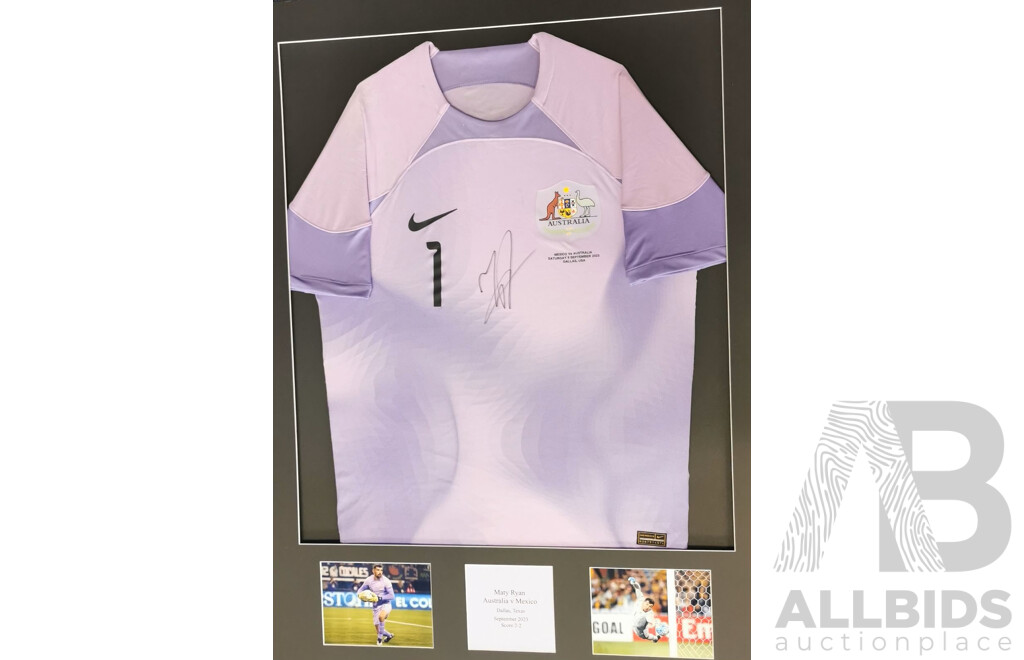 Framed Socceroos Goalkeeper Jersey Worn and Signed by Captain Maty Ryan