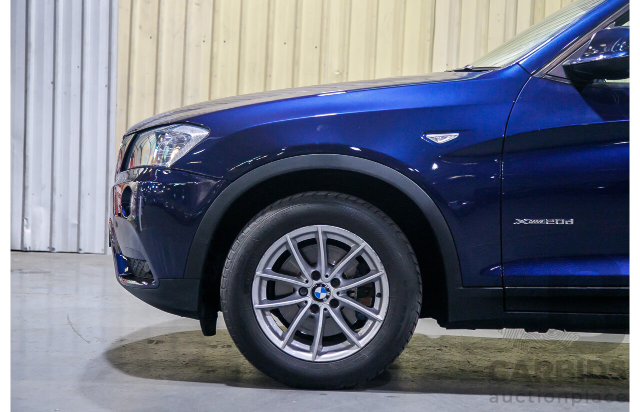 10/2012 BMW X3 X-drive 20d (4x4) F25 4d Wagon Metallic Blue Turbo Diesel 2.0L