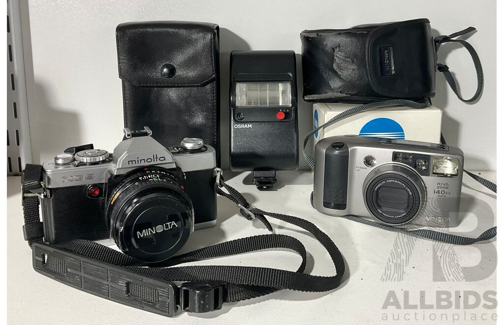 Collection of Vintage Minolta Cameras, Lens and Flash