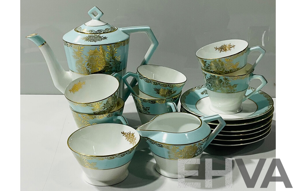 Vintage Noritake Tea Set Including Teapot, Six Cups and Saucers, a Sugar Bowl and Creamer