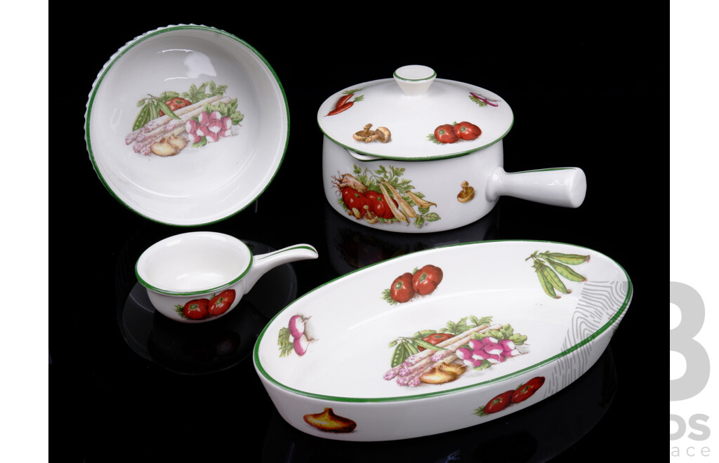 Collection Four Pieces French Made Pillivuyt Ceramic Cook and Serving Ware