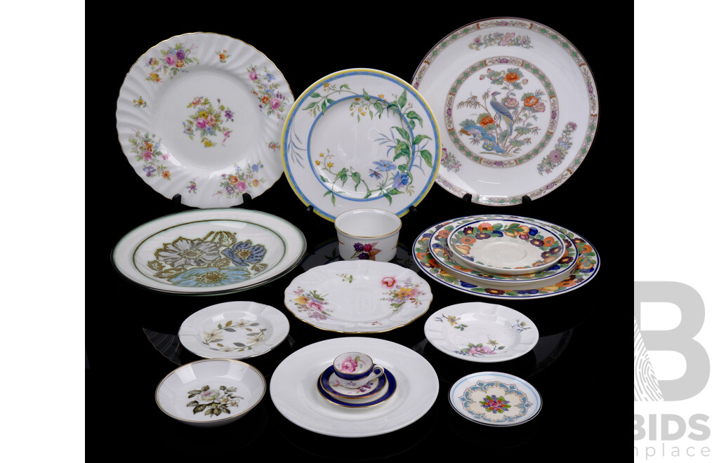 Collection Porcelain Pieces Including Wedgwood, Royal Worcester, Coalport Minaiture Trio, Royal Crown Derby and More