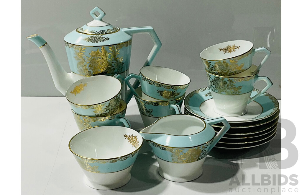 Vintage Noritake Tea Set Including Teapot, Six Cups and Saucers, a Sugar Bowl and Creamer