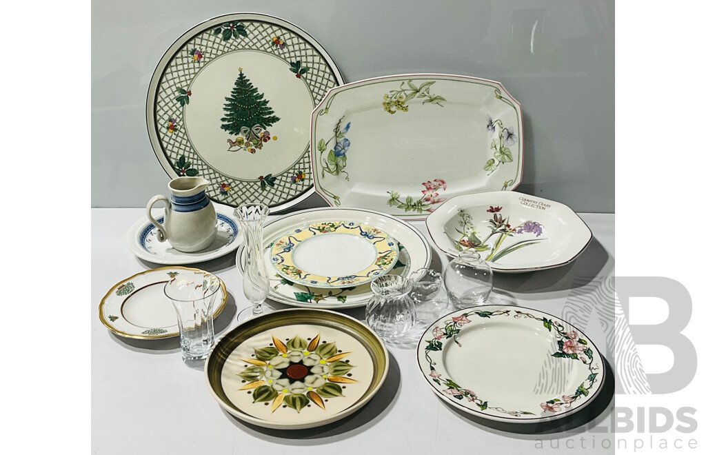 Quantity of Vintage and Other Decorative Serving Plates and Plates Including Mikasa, Villeroy & Boch and More