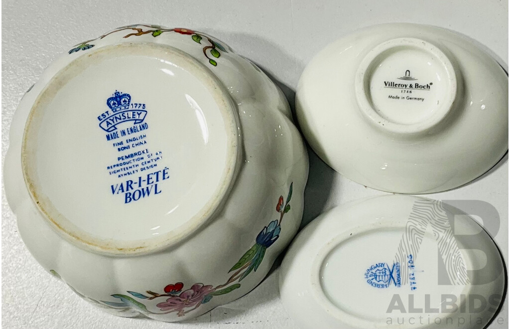 Collection of Vintage Decorative Trinket Bowls Including Villeroy & Boch, Aynsley and More, Alongside a Cauldon Pottery Gravy Boat