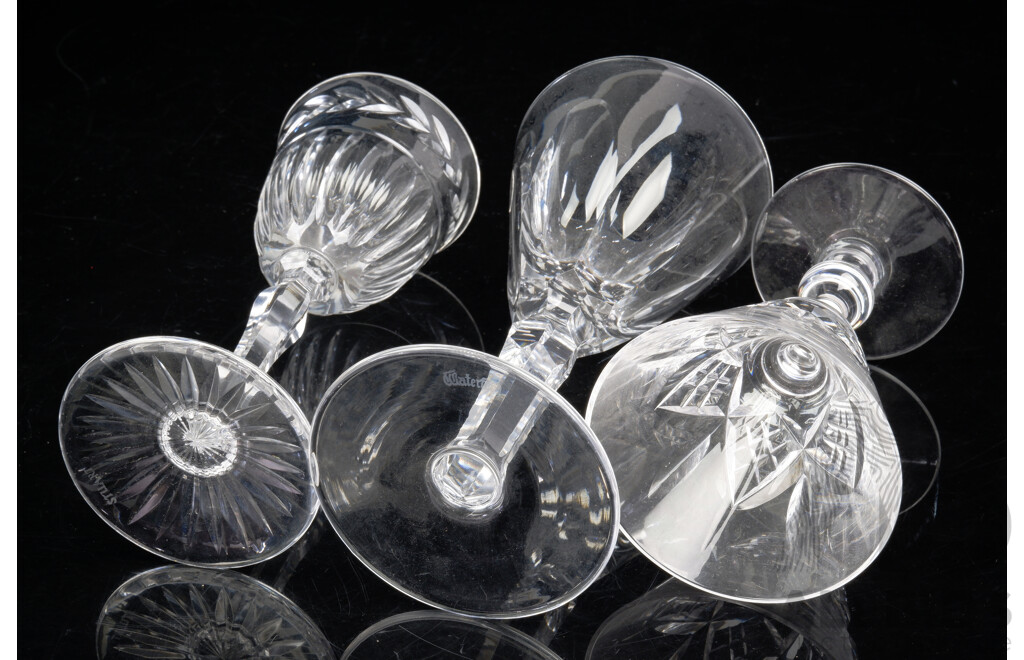 Set Five Stuart Crystal Glasses Along with Taller Stuart & Waterford Example