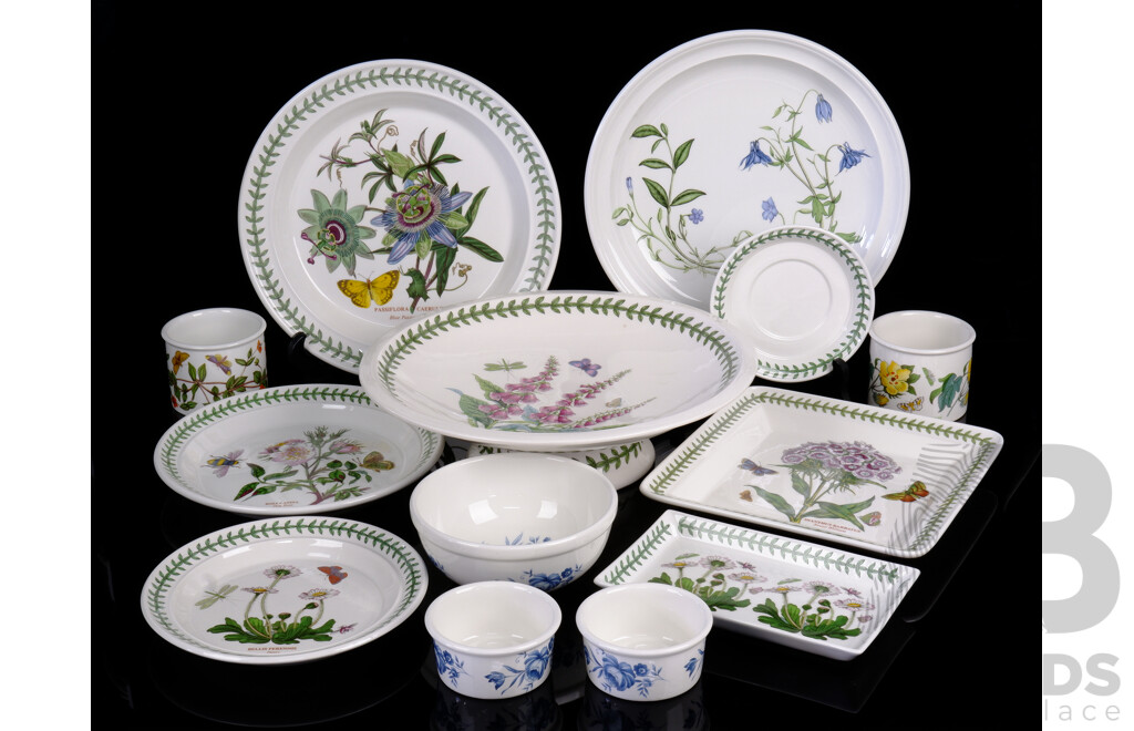 Collection 13 Pieces Portmeirion Porcelain, Mostly in the Botanic Garden Pattern