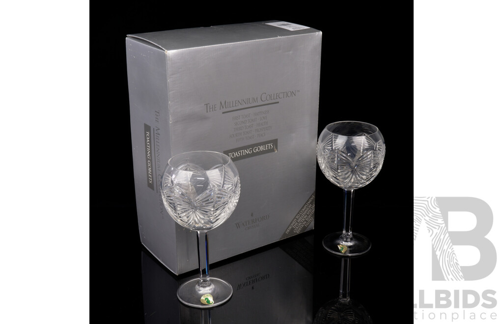 Pair Waterford Crystal Toasting Flutes From the Millenium Collection in Original Box