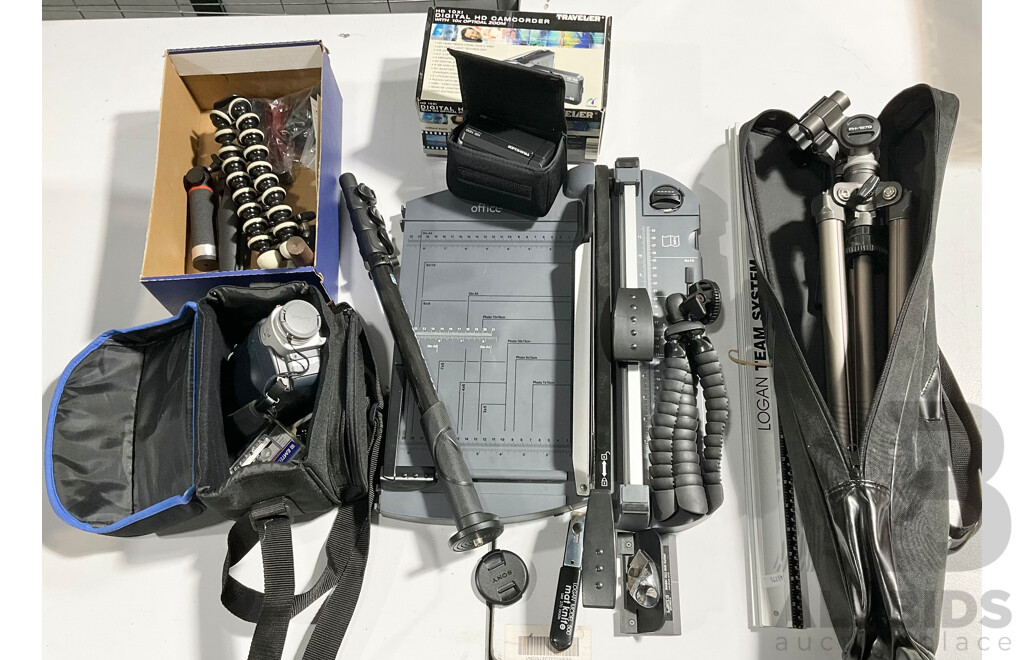 Collection of Various Tripods, Stands and Film Splicer