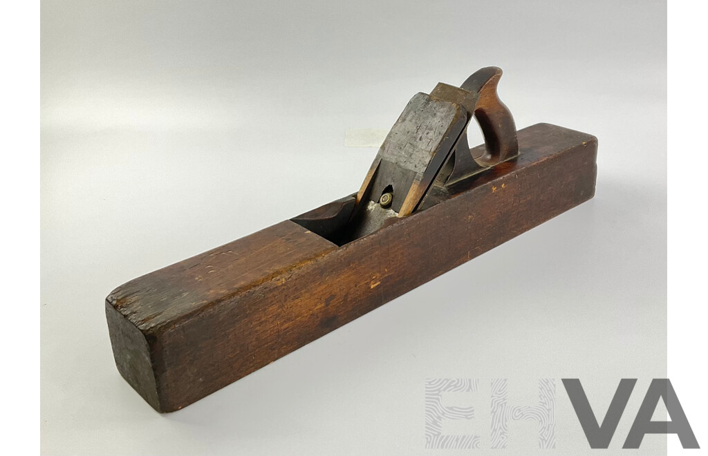 Large Antique Solid Timber Bench Plane with Warrented Cast Steel Blade