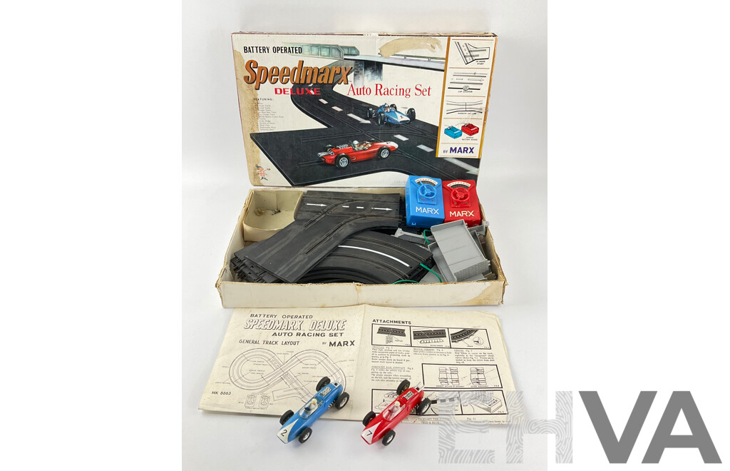 Vintage Marx Toys Speedmarx Deluxe Auto Racing Slot Car Set