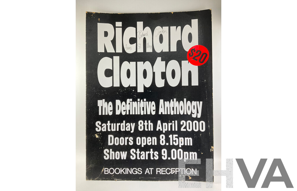 Richard Clapton 'The Definitive Anthology' 2000 Tour, Signed Cardboard Sign