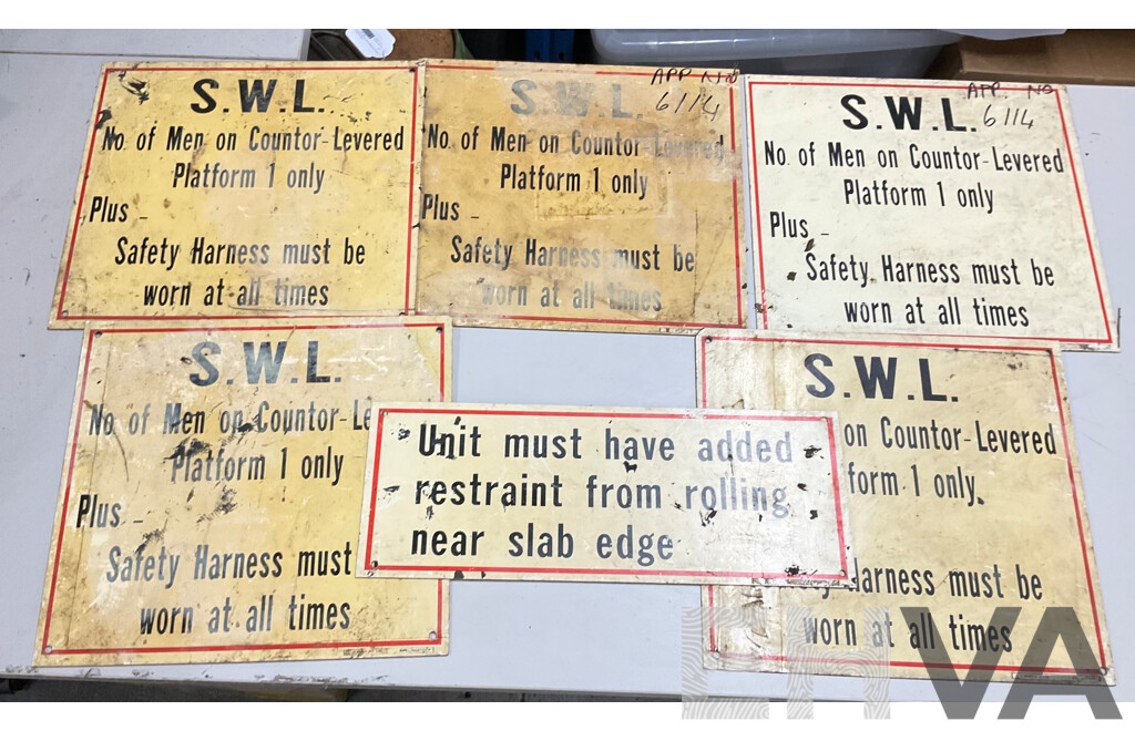 Collection of Vintage Safe Working Load Signs