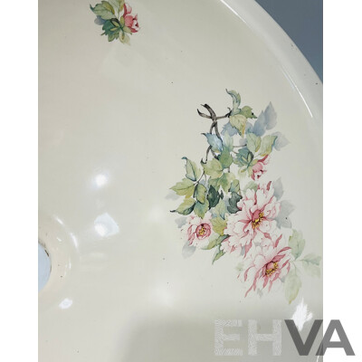 Vintage Australian Fowler Ware Vitreous China Hand Basin with Flower Decoration