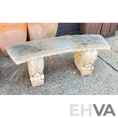 Vintage Concrete Curved Garden Bench Seat
