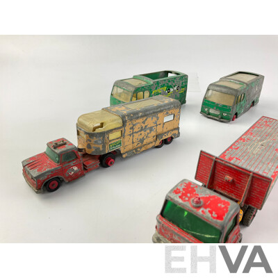 Collection of Vintage Diecast Matchbox Trucks and Vans Including Ascot Stables and Laing