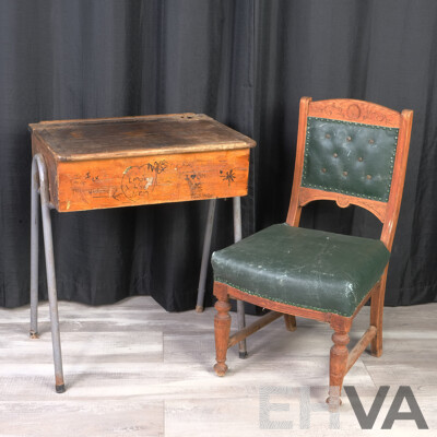 Vintage School Desk and Edwardian Chair