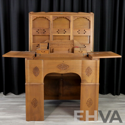 Indian Teak Metamorphic Desk with Well Fitted Interior