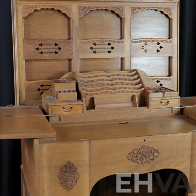 Indian Teak Metamorphic Desk with Well Fitted Interior