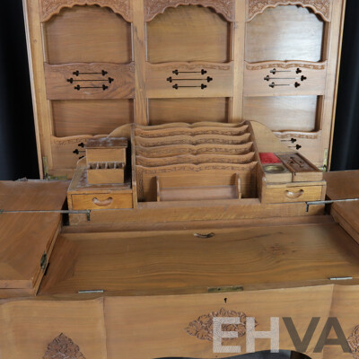 Indian Teak Metamorphic Desk with Well Fitted Interior