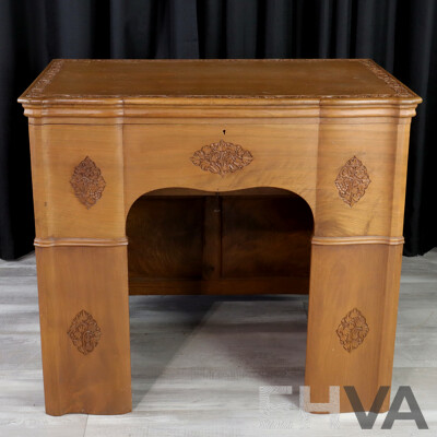 Indian Teak Metamorphic Desk with Well Fitted Interior