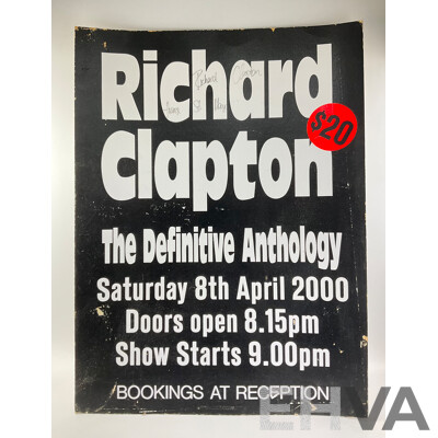 Richard Clapton 'The Definitive Anthology' 2000 Tour, Signed Cardboard Sign