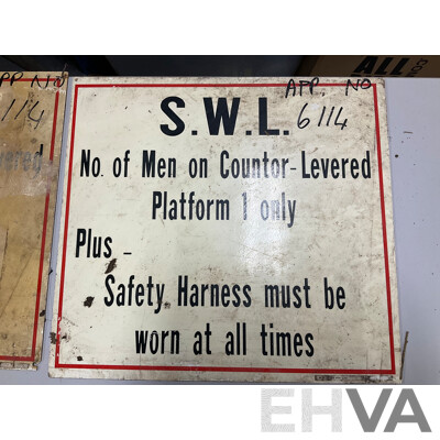 Collection of Vintage Safe Working Load Signs