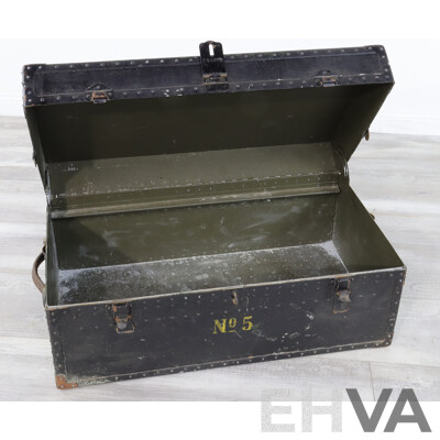 Vintage Royal Australian Army Service Corps Steel Travel Chest Labelled Captain L Gordan