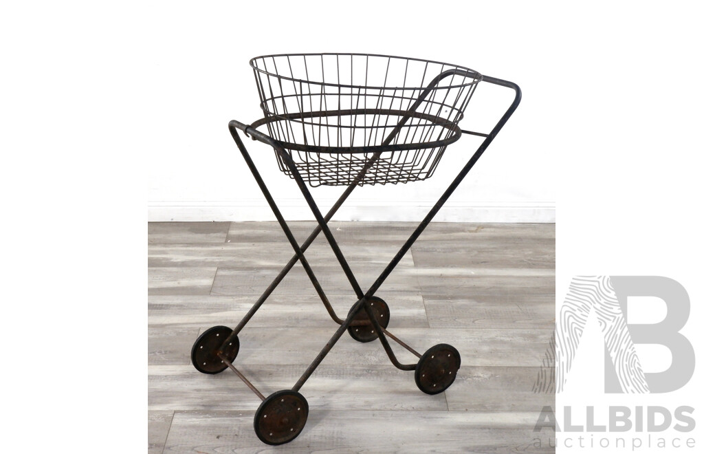 Vintage Washing Trolley with Basket