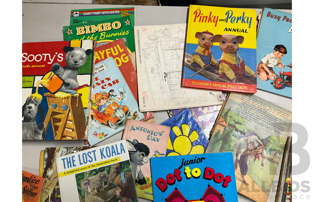 Collection of Mostly 1940's 50's 60's Childrens Books Including Enid Blyton's Animal Tales, Bimbo and the Bunnies, Panda in Toy Land and Much More