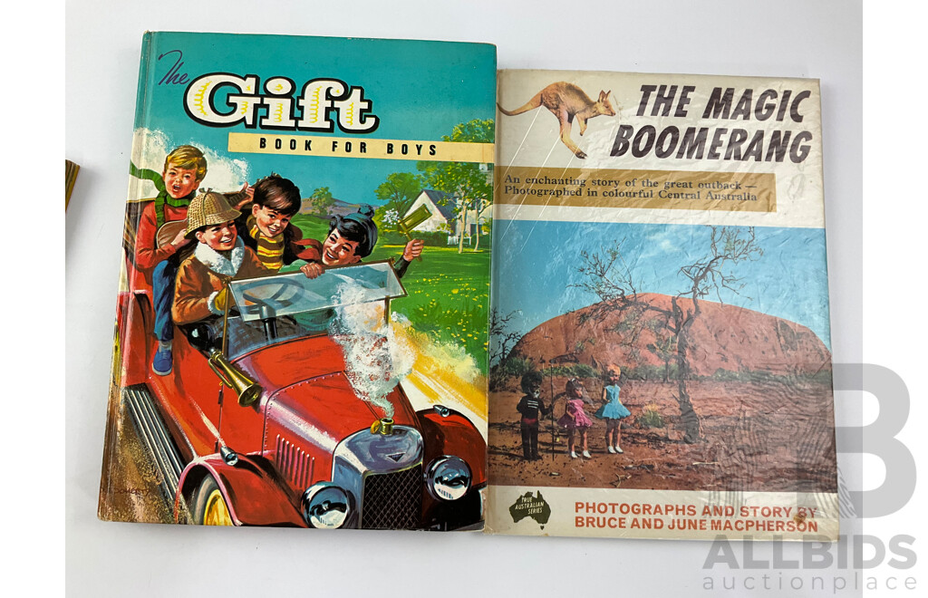 Vintage Collectable Books Including 1968 Batman Story Book Annual, Golden Books, Australian Children's Books, 'The Magic Boomerang' 'A Camping Holiday' 'The White Wallaby' and More