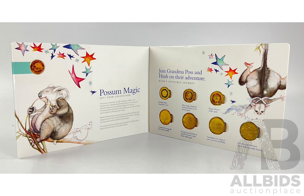 Australian RAM 2017 Commemorative One and Two Dollar Coin Set, Possum Magic with Limited Edition One Cent