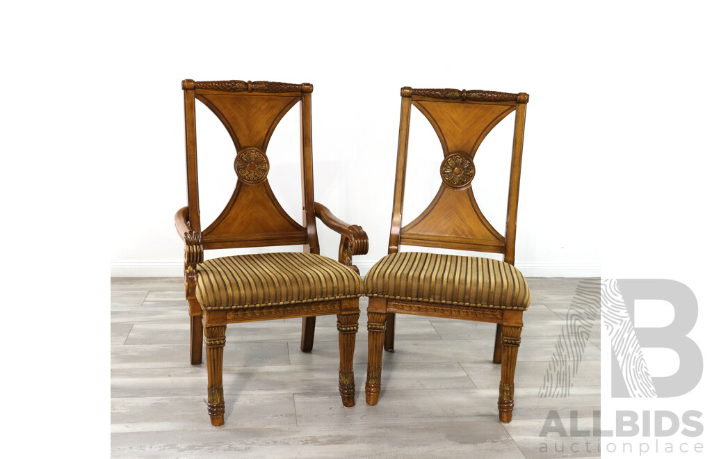 Set of Eight Regency Style Oak Dining Chairs