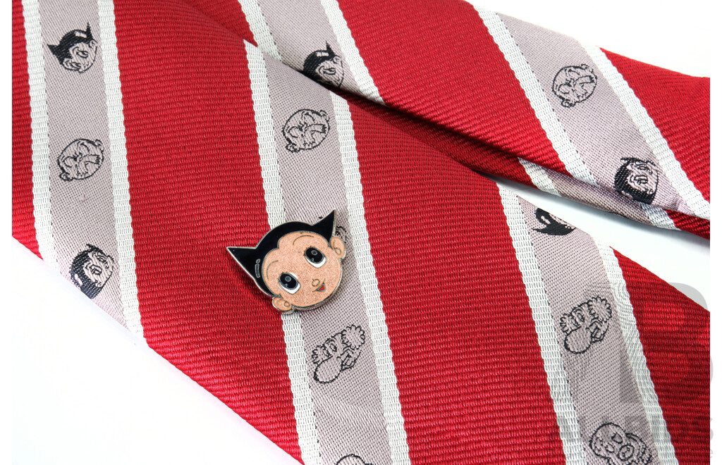 Showa Period Tezuka Productions/Shin and Co Astro Boy Formal Dress Tie with Astro Boy Lapel Pin