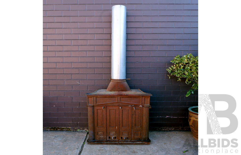 Vintage Franklin 26 Inch Cast Iron Stove with Bi-Fold Doors