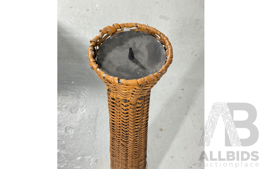 Tall Wicker Floor Candle Stand