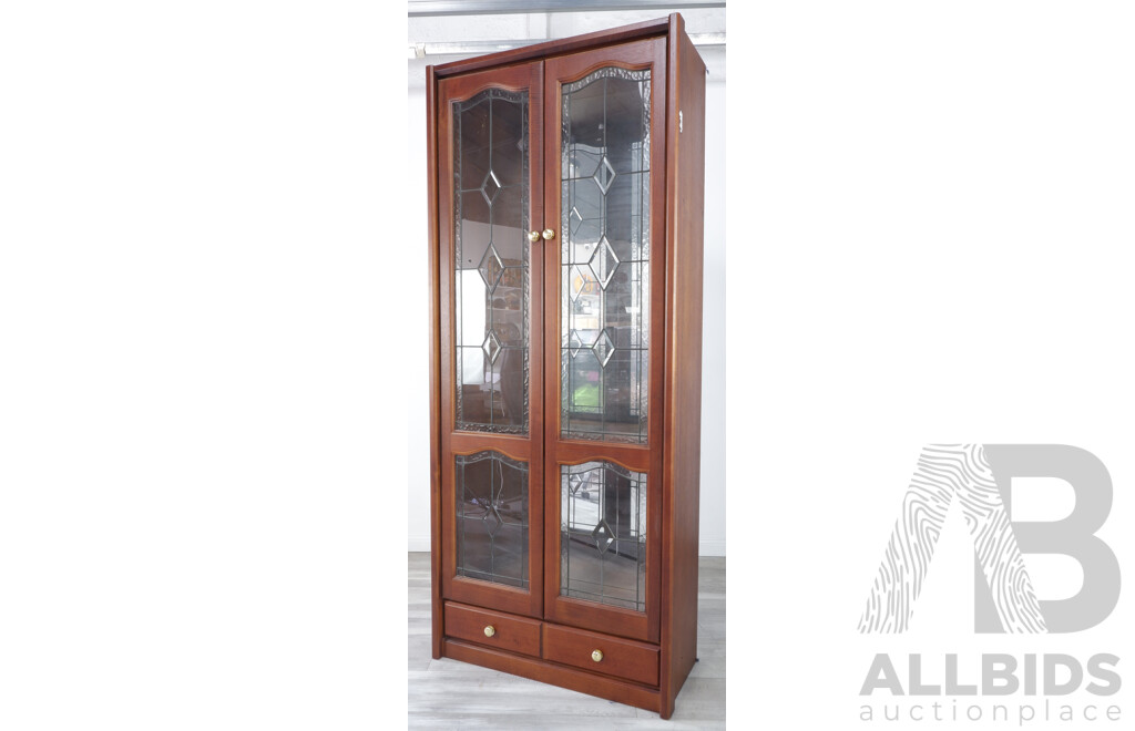 Vintage Display Cabinet with Leadlight Glass