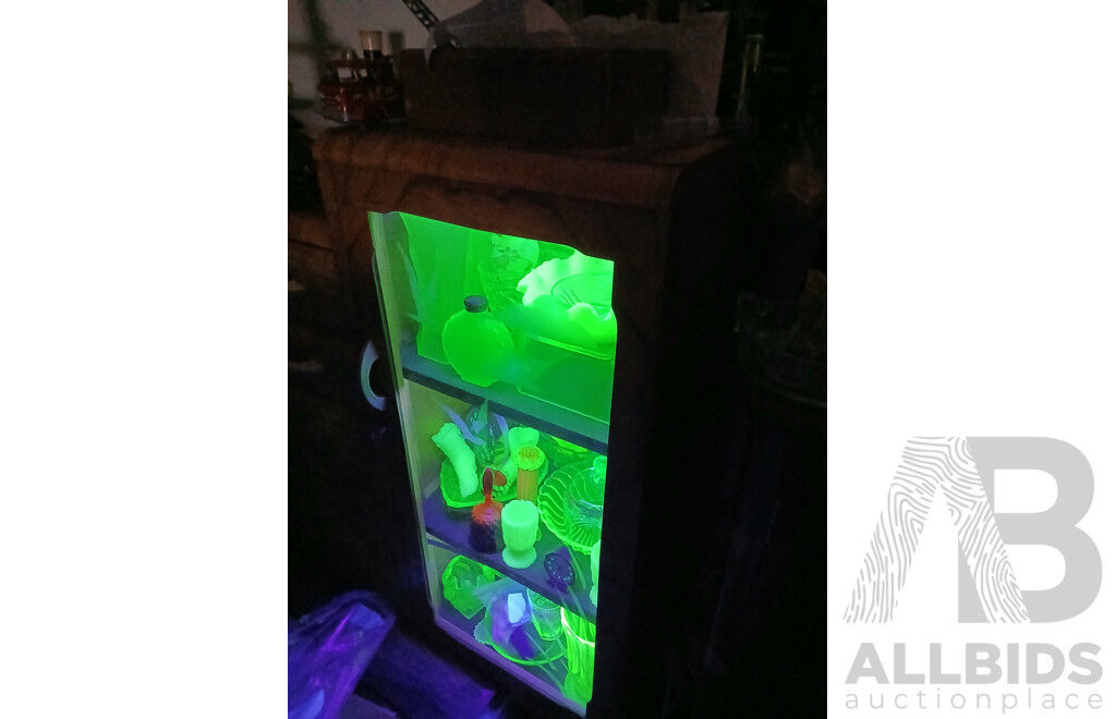 Art Deco Single Door Sideboard with UV Strip Uranium Lighting