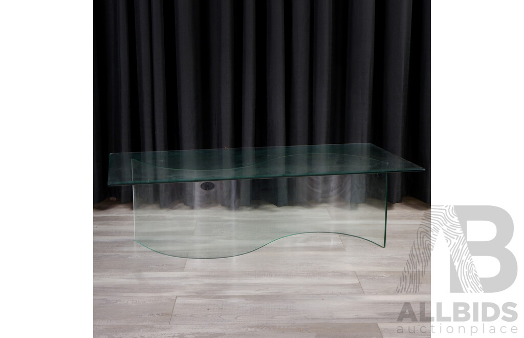 Modern Glass Top Coffee Table with 'S' Form Base