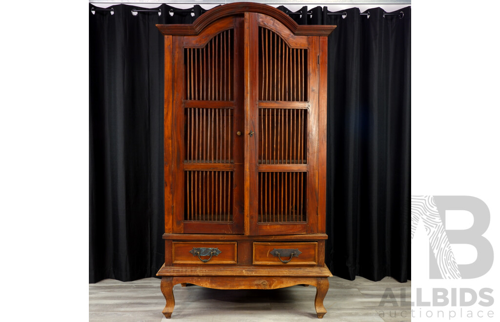 Indonesian Teak Spindled Cabinet