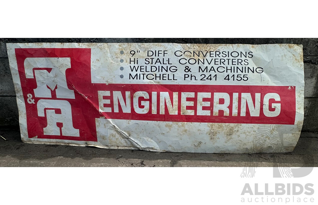 Old Canberra Dragway Steel 'M & A' Engineering Sponsorship Sign